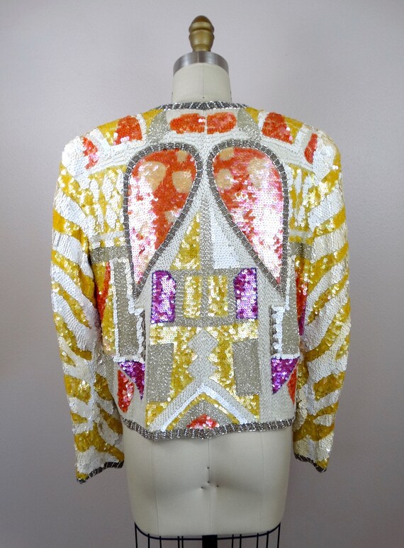 Iridescent Sequined Cardigan / Pastel Sequined Op… - image 7