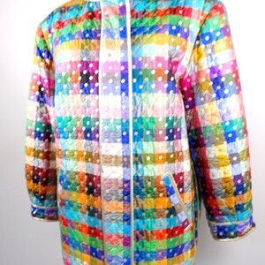 GEOFFREY BEENE Sequined Jacket / Rainbow Color Block Silk Gold Sequin Embellished Quilted Coat image 4