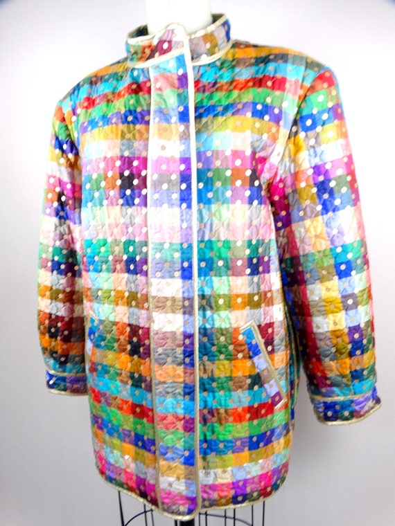 GEOFFREY BEENE Sequined Jacket / Rainbow Color Bl… - image 4