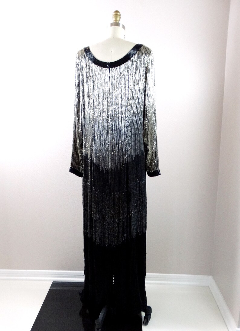 beaded fringe gown