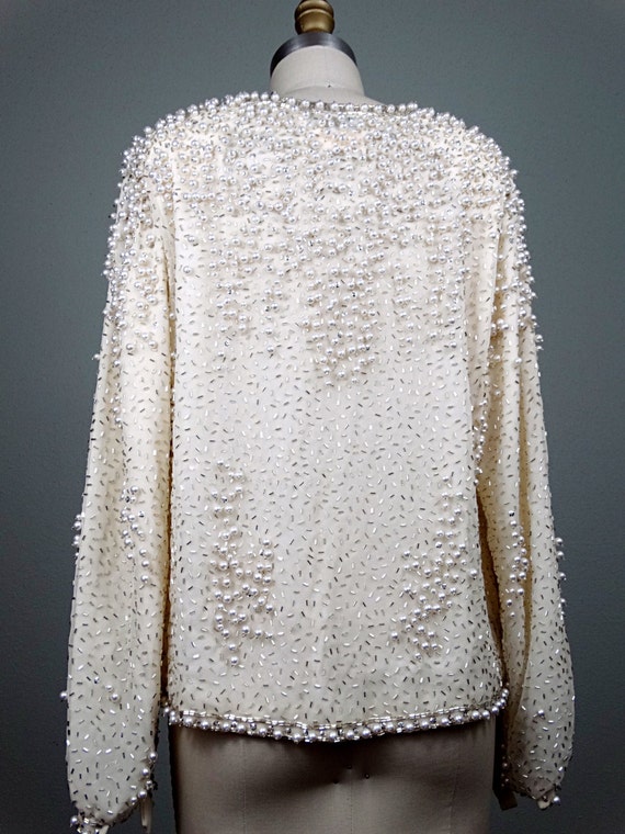 Vintage Pearl Beaded Sequin Jacket // Heavily Ivo… - image 4