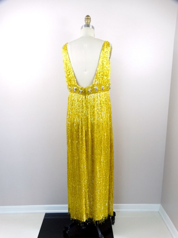 50s Heavily Beaded Fringe Dress / 1950s Couture V… - image 8
