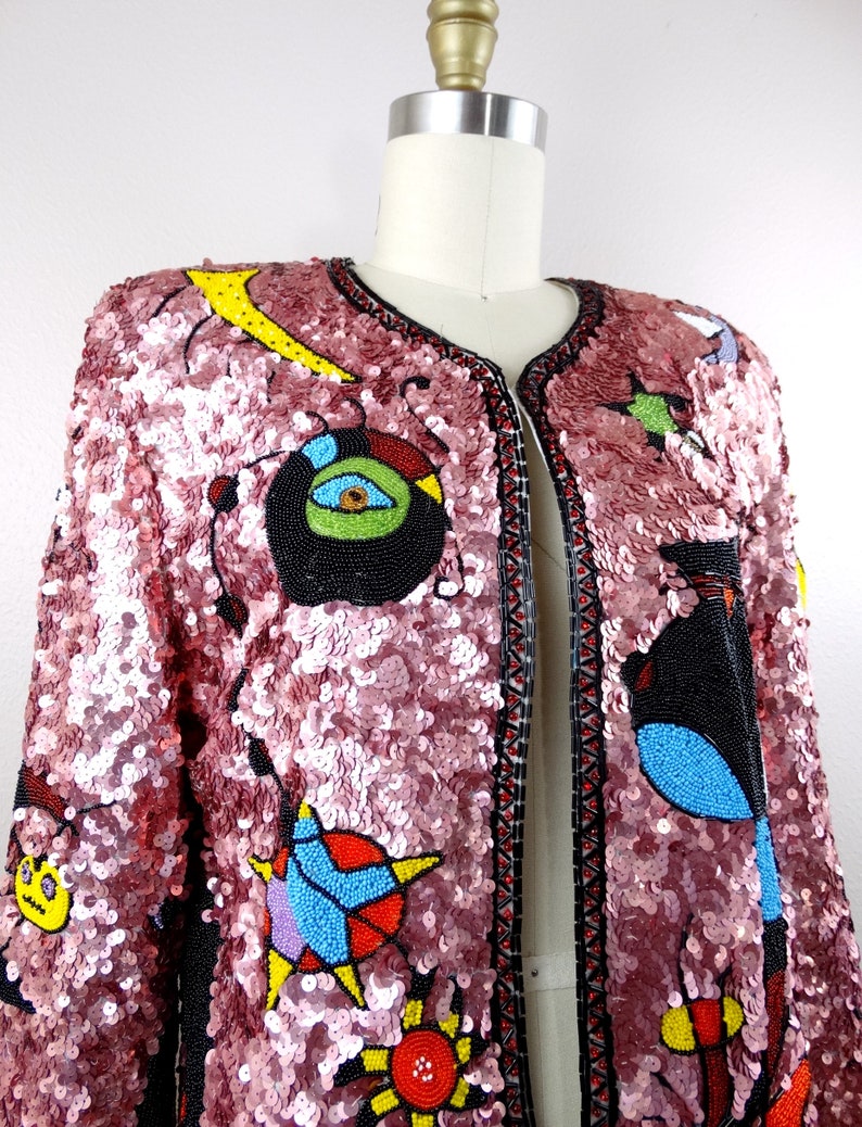 HEAVILY Beaded Sequined Jacket // Retro Sequin Embellished Etsy
