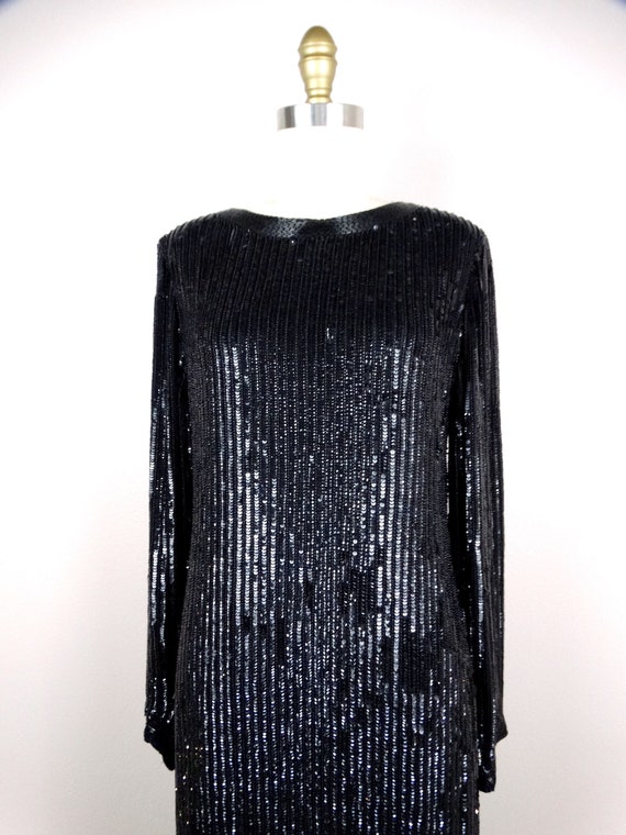 Heavy Beaded Art Deco Gown // Long Fully Beaded S… - image 2