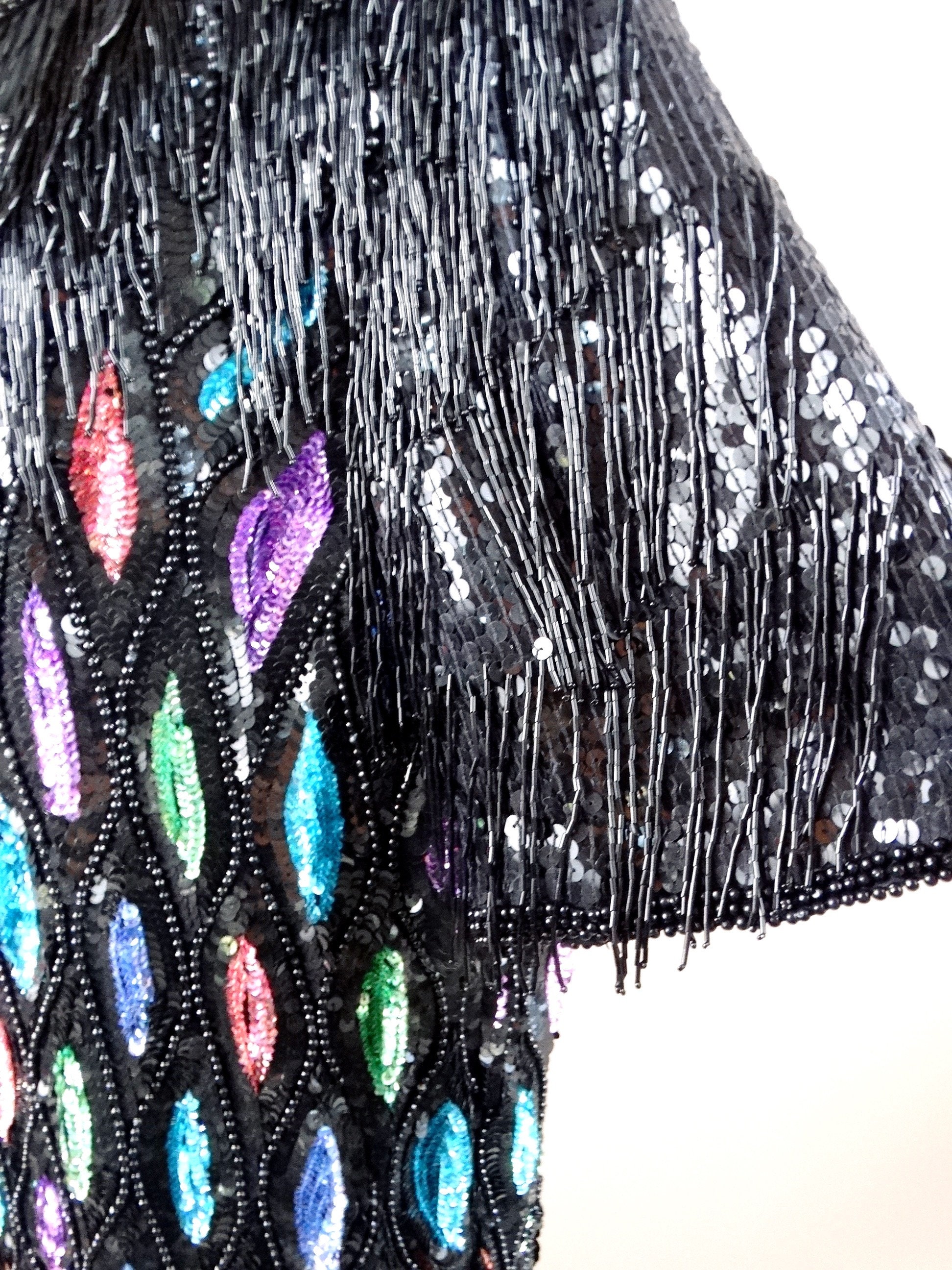 plus size beaded fringe dress Rachel Allan 40201