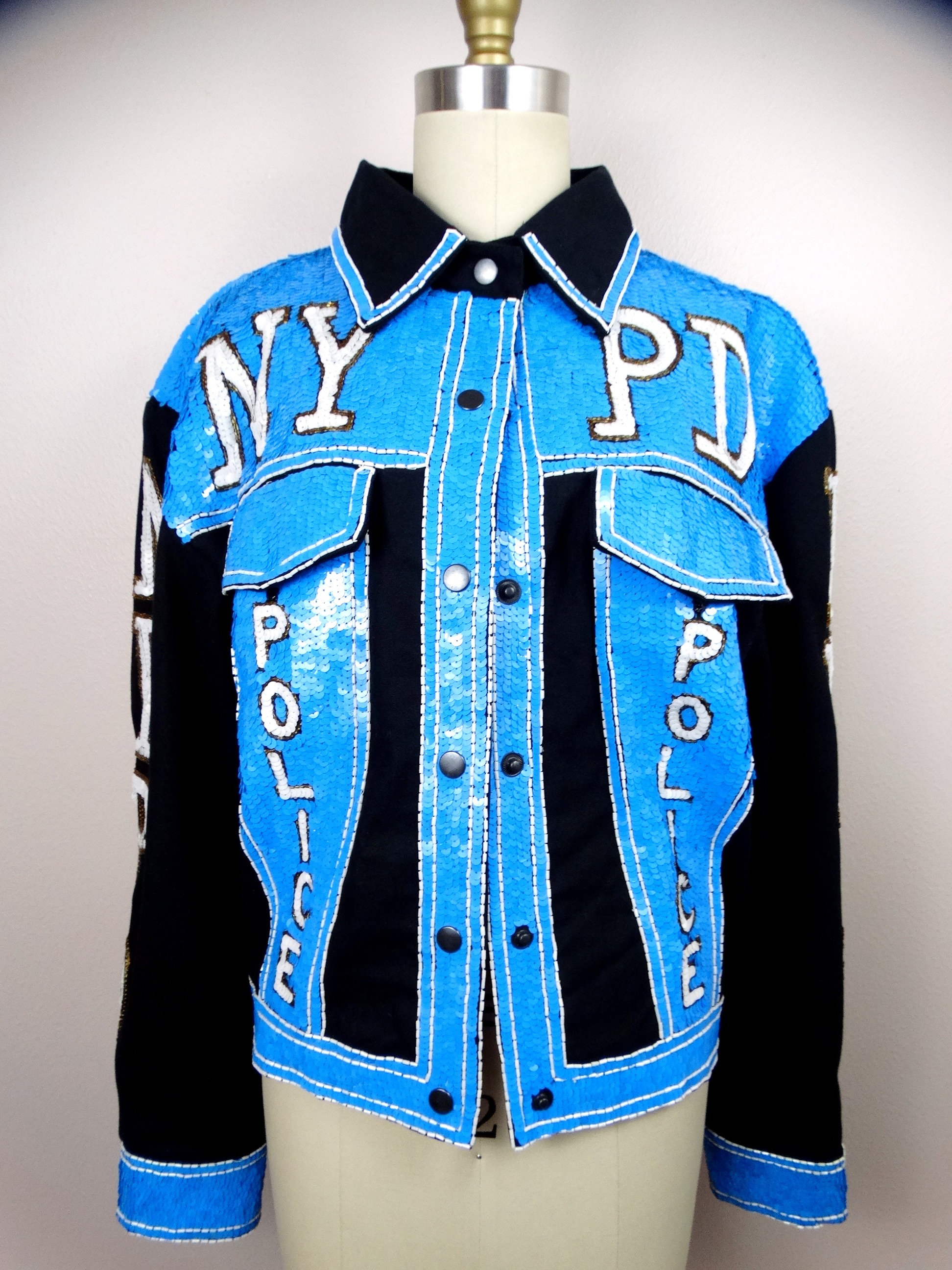 RARE Sequin 80s Novelty Jacket // New York Police Department