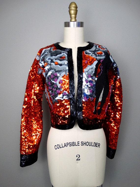 RARE Wearable Sequined Art Bolero // Novelty Desi… - image 2