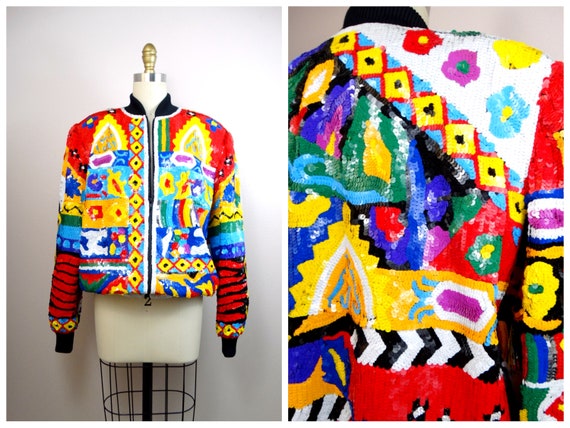 FuNkY Retro Sequined Jacket // RARE Bright Sequin 