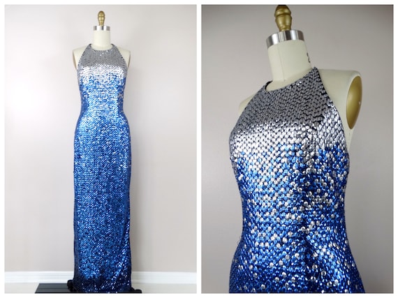Navy blue dress 2025 with silver sequins