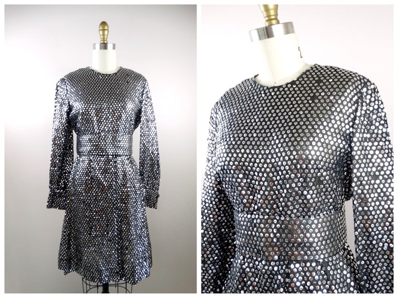 Old Hollywood Glam Sequin Dress // Mirror Silver Sequined image 1