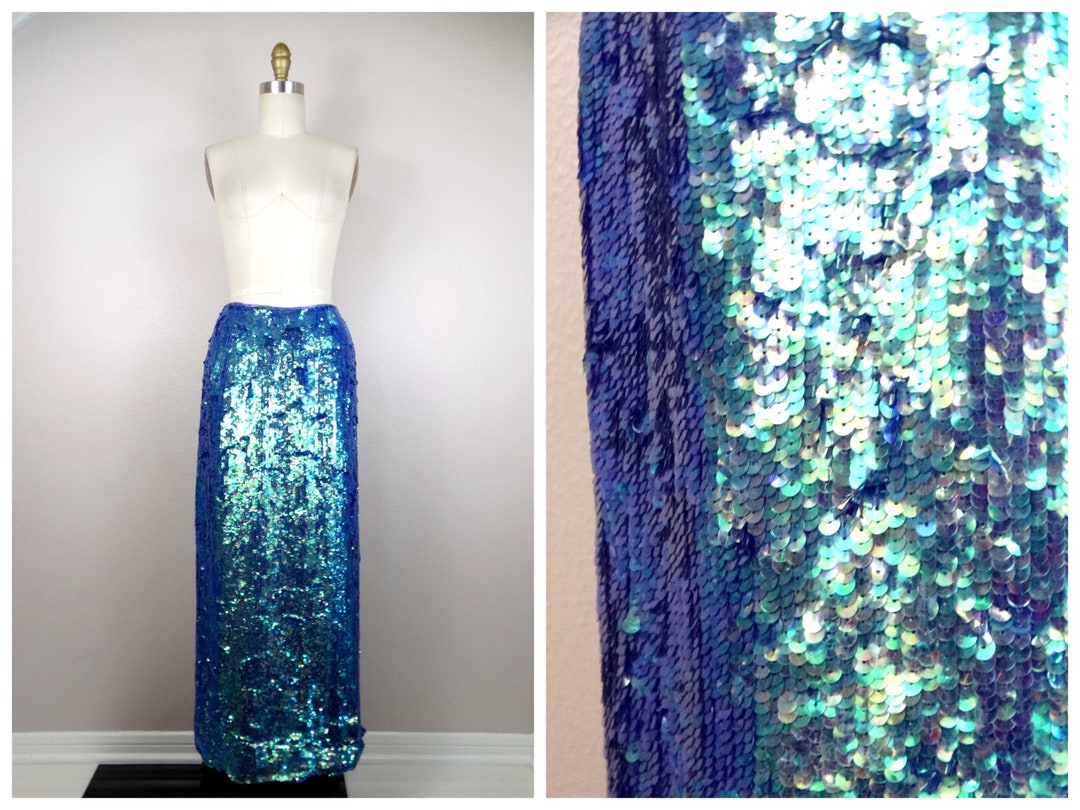 Maxi Skirt Rainbow Sequin Pencil Skirt Sequin Rainbow Skirt