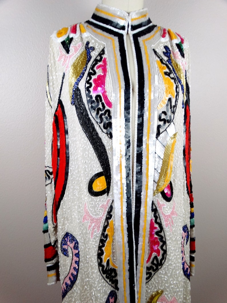 Sequin Collarless Overcoat