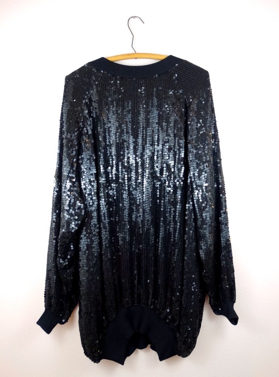 80s Pop Art Glam Sequined Dress / RARE Novelty Gl… - image 5