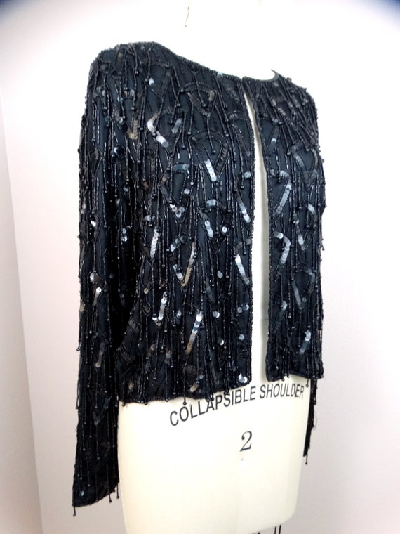 All Tassel Beaded Fringe Bolero Shrug / Dressy Co… - image 3