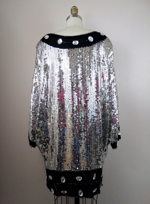 Jewel Beaded Sequined Mini Dress // Black and Mirror … Gem