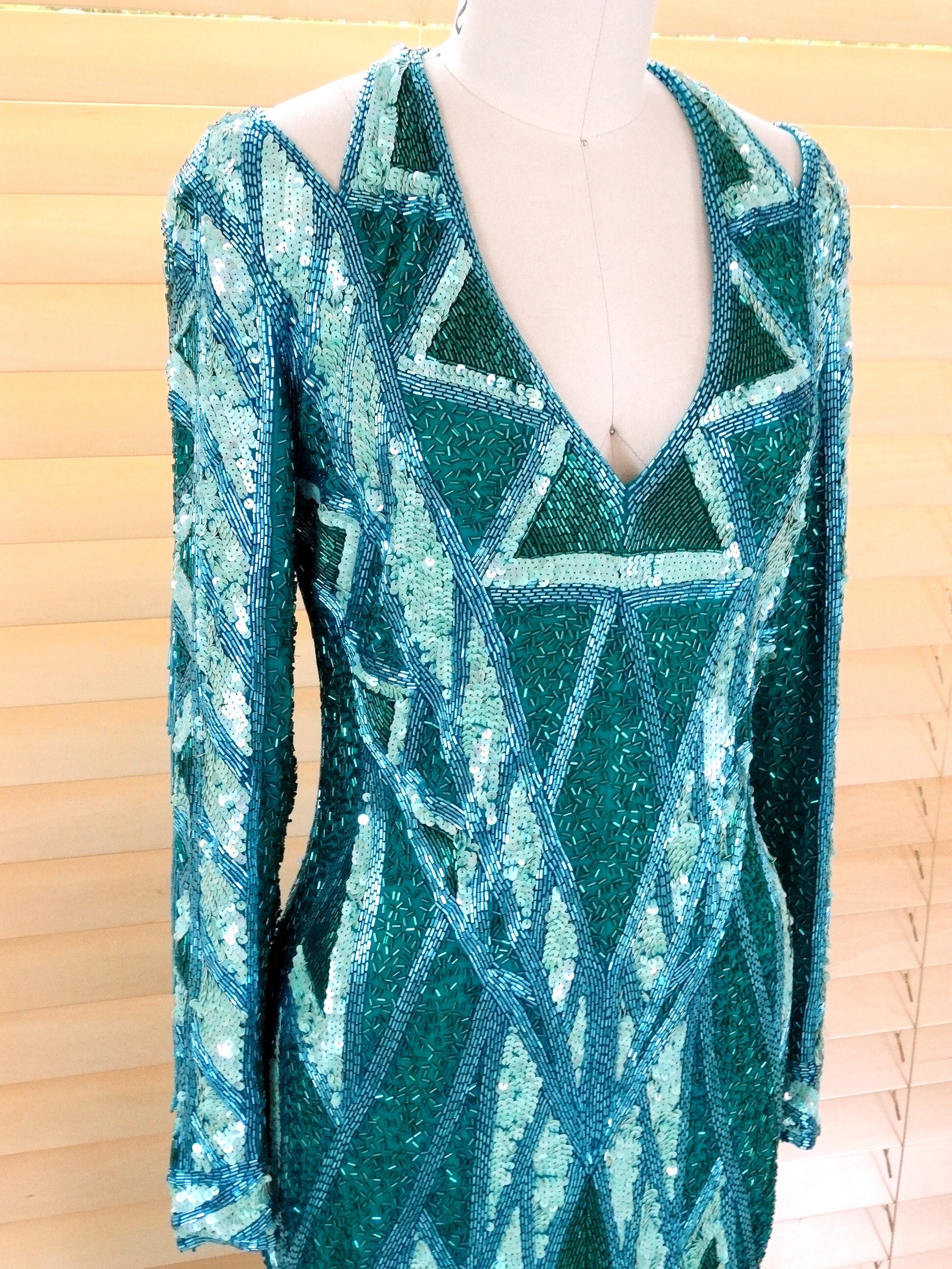 Bob Mackie Vintage Couture Gown: Art Deco Sequined Beaded Fringe Dress - Etsy Israel Bob Mackie Vintage Couture Gown: Art Deco Sequined Beaded Fringe Dress - Etsy Israel