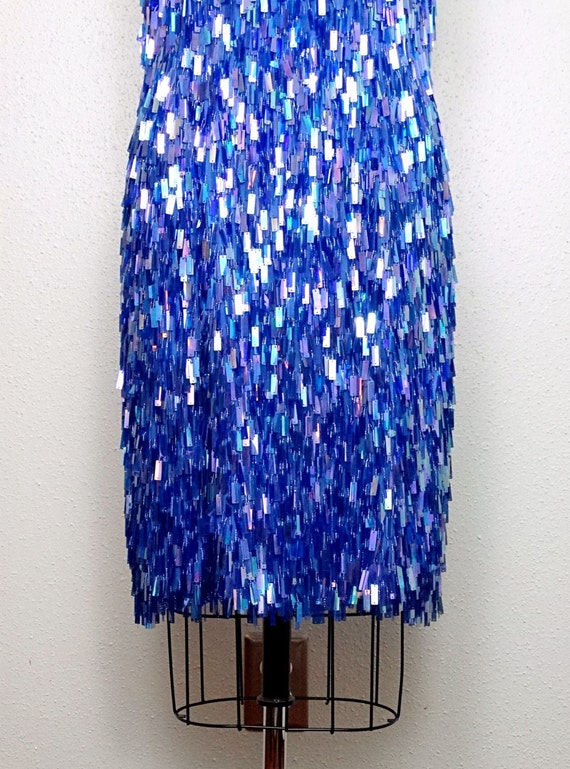 M/L Fringe Paillette Sequined Dress // Iridescent… - image 3