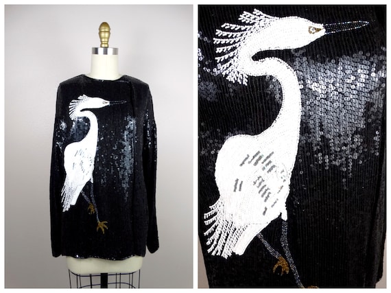 TALL BIRD Sequined Top / Fully Sequined Blouse / N