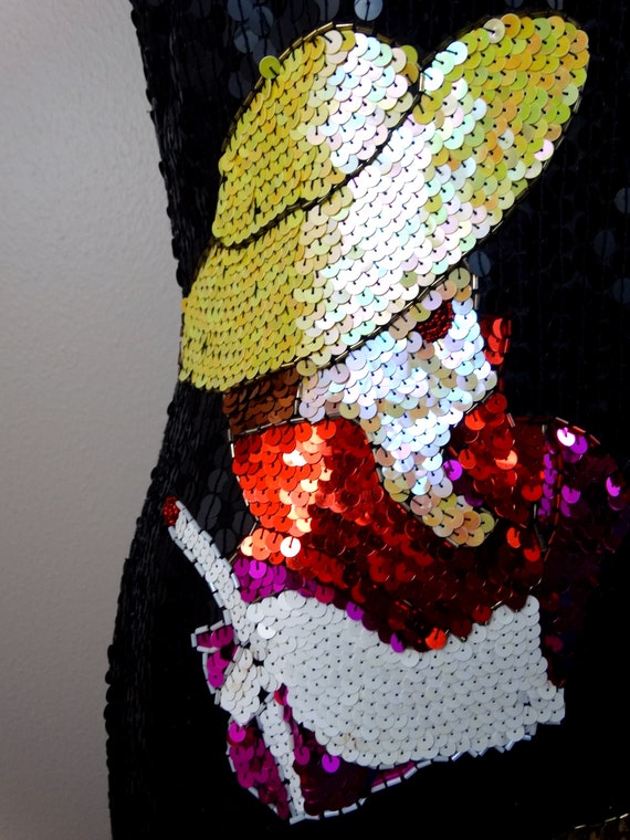 Vogue Novelty Sequin Dress / RARE Vintage Portrait Se… Gem