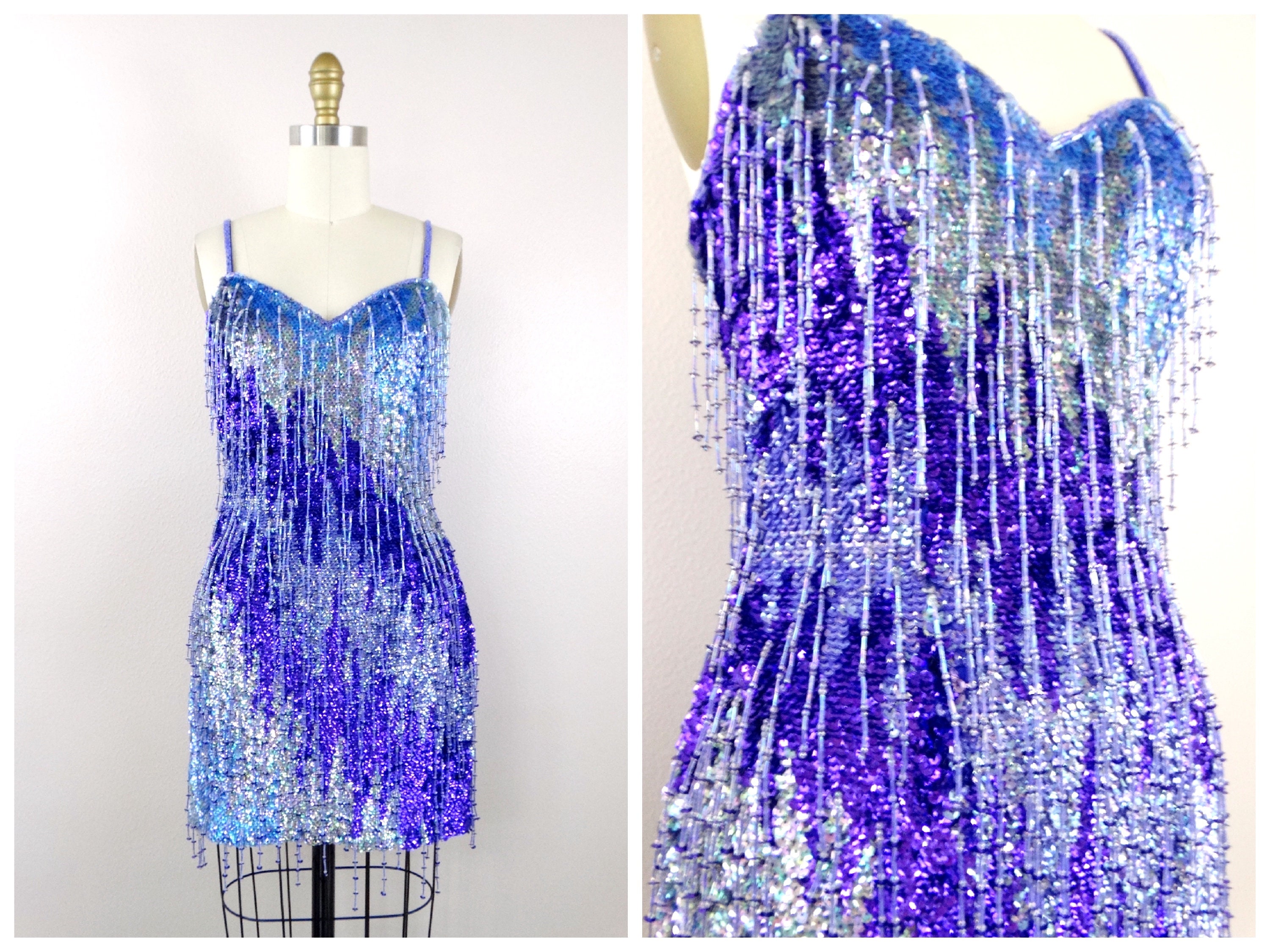 purple fringe dress