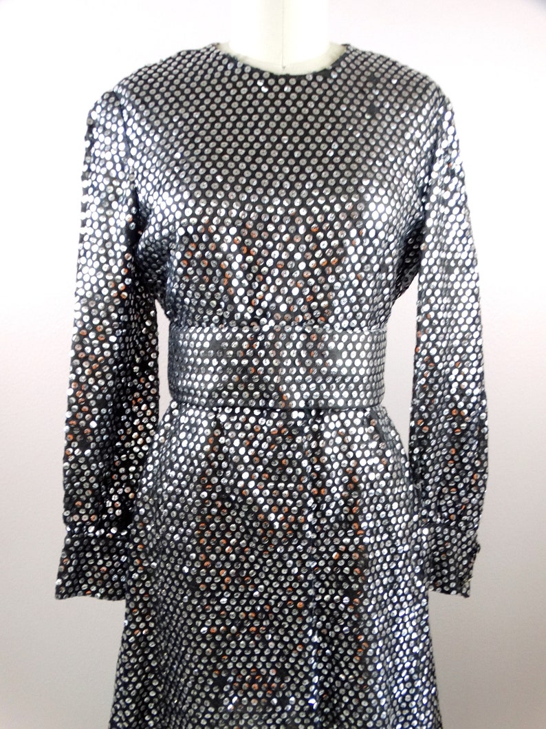 Old Hollywood Glam Sequin Dress // Mirror Silver Sequined image 2