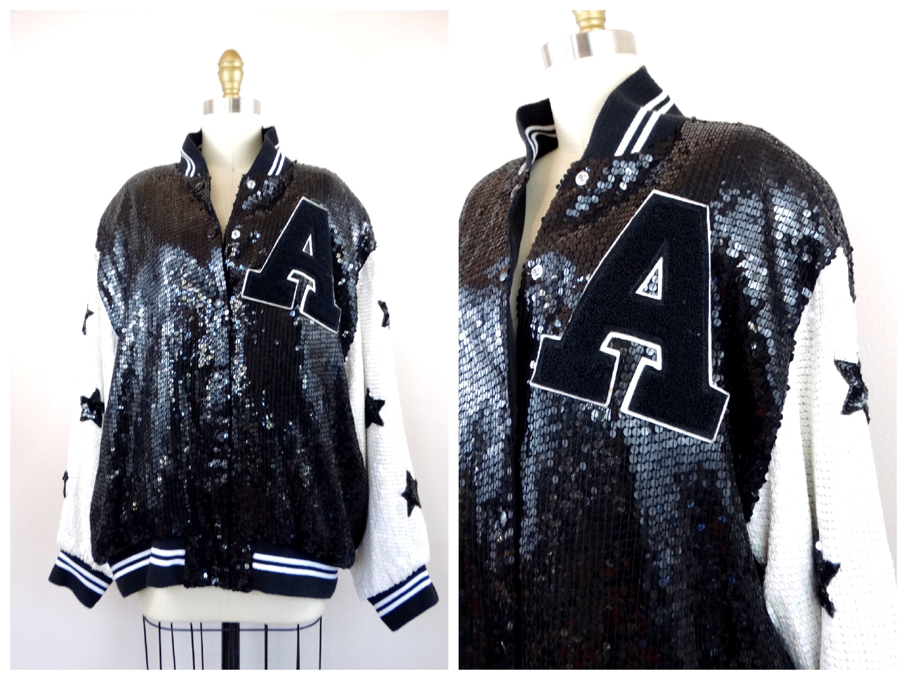 90s Sequined A Bomber Jacket // Fully 