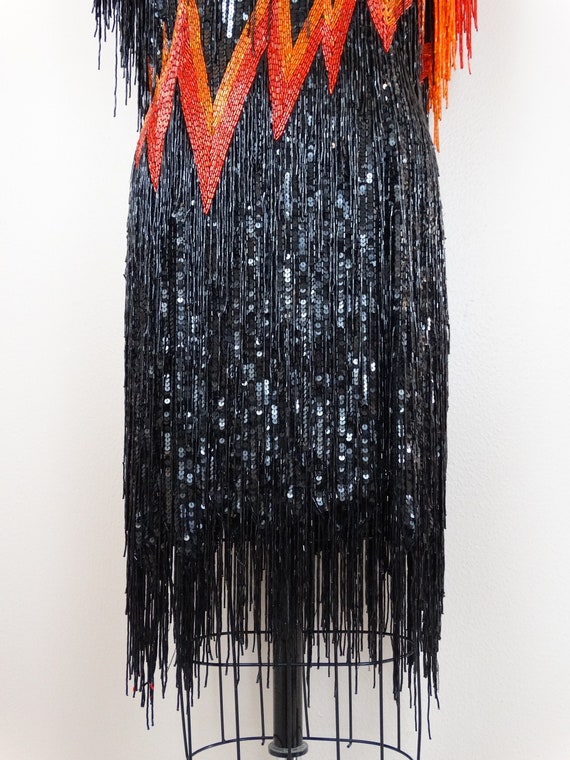 90s Couture All Fringe Beaded Sequined Dress // H… - image 5