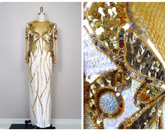 slim fit dress slacks Vintage 1960s White and Gold Space Age Mod Dress, Small