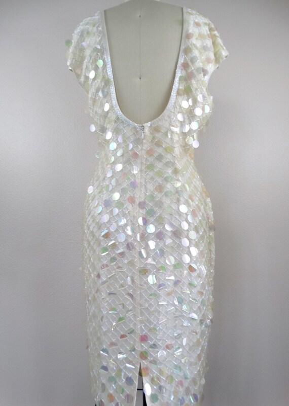 Iridescent Sequined Beaded Dress // Vintage Paill… - image 4