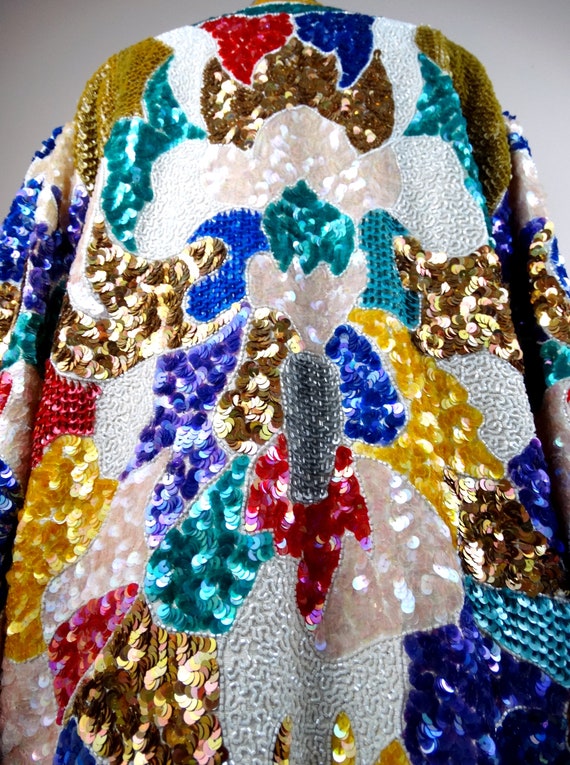 BOLD Sequin Jacket // Vintage Bright Sequined Jac… - image 5