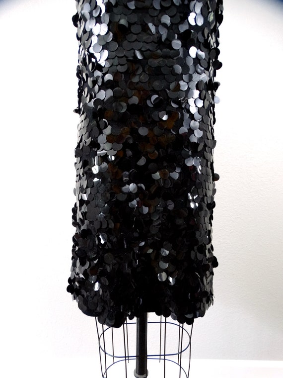 c.1967 Gene Shelly Blue Crystal & Silver Sequin Stretch Knit Dress