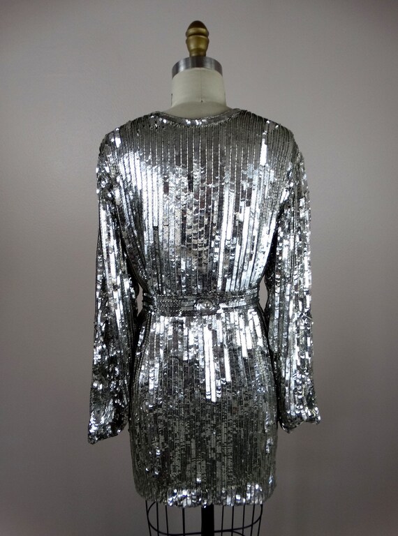 Flashy Sequin Open Top / Mirror Silver Sequined E… - image 6