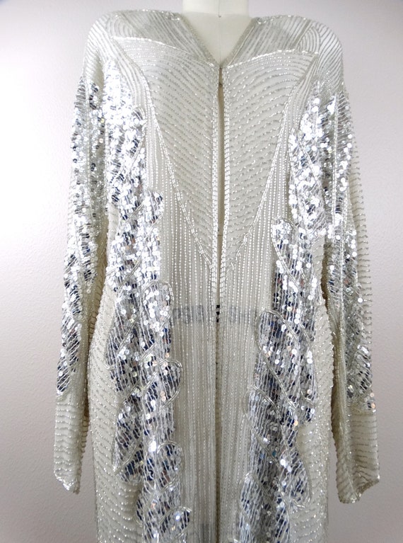 80s Silk Sequined Long Jacket // Jeanette for St.… - image 4