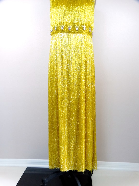 50s Heavily Beaded Fringe Dress / 1950s Couture V… - image 3
