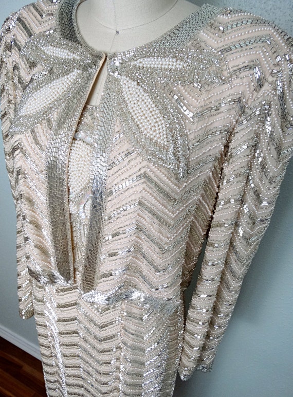 EXQUISITE Pearl Beaded Dress // Bead Embellished … - image 2