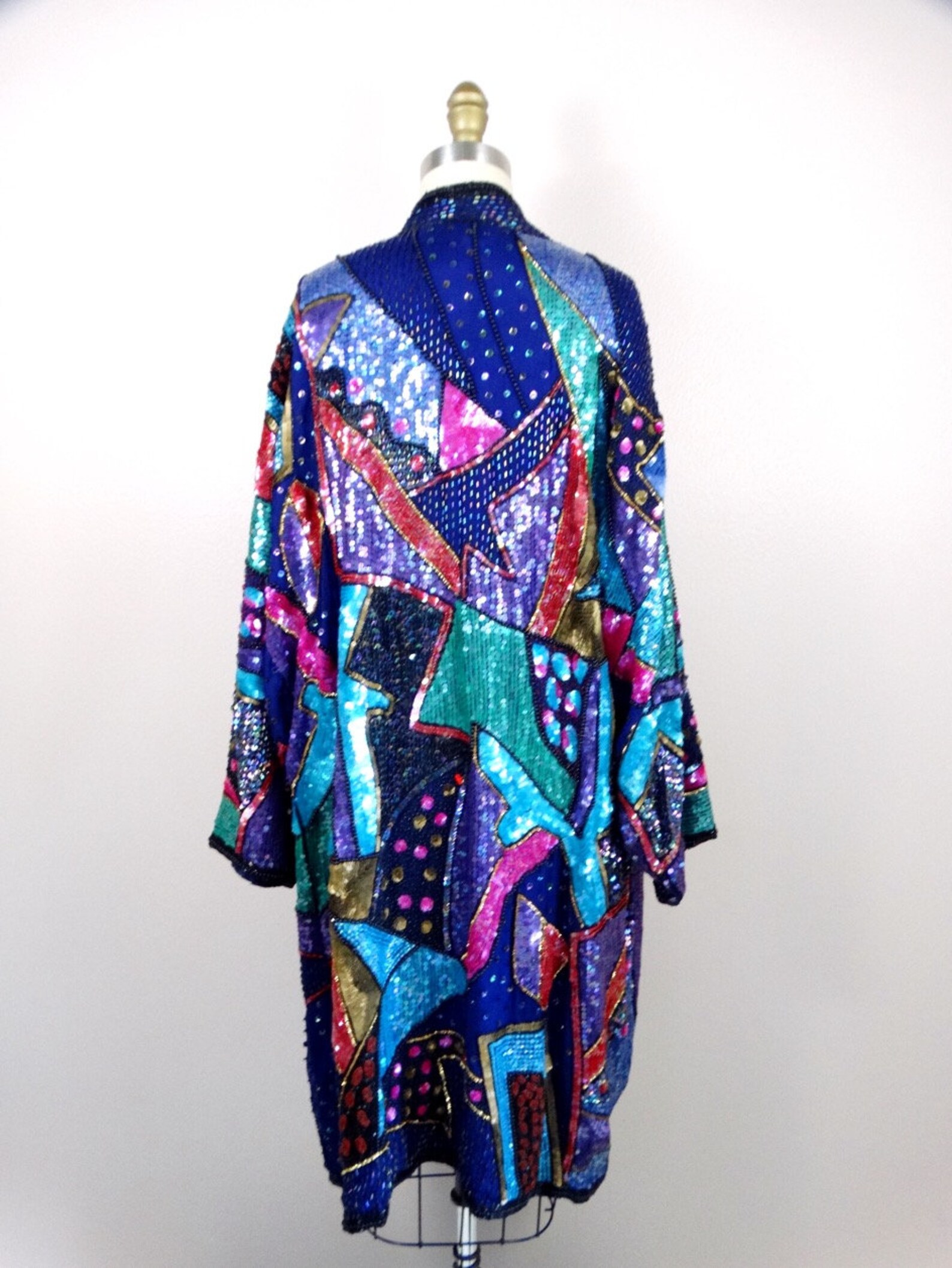 SPARKLING Retro Sequined Kimono Coat / Pink & Purple Sequined Etsy