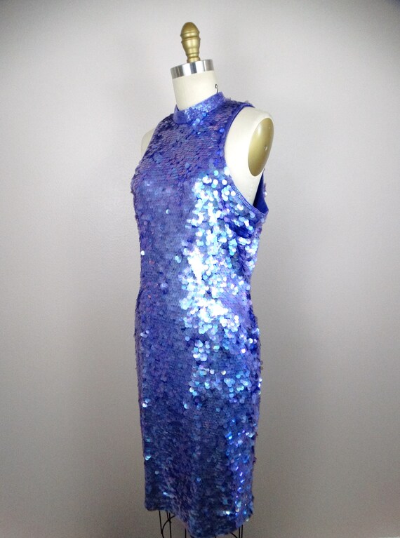 L/XL Purple Paillette Sequin Dress // Sparkling G… - image 5