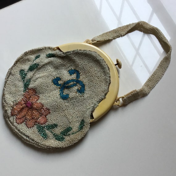1900s Fully Beaded Celluloid Frame Purse // Antiq… - image 4