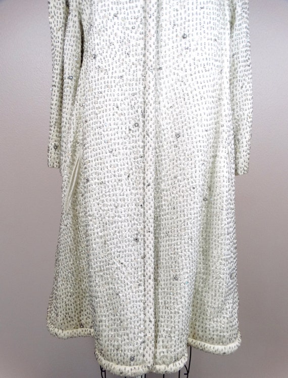 50s 60s Couture Crystal Beaded Bridal Swing Coat … - image 3