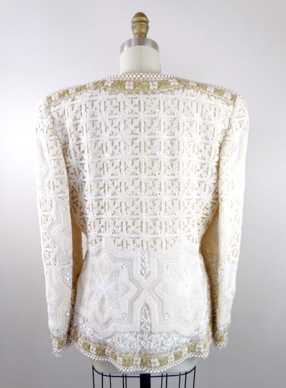 Haute Couture Crystal Beaded Ornate Jacket w/ Rhi… - image 7