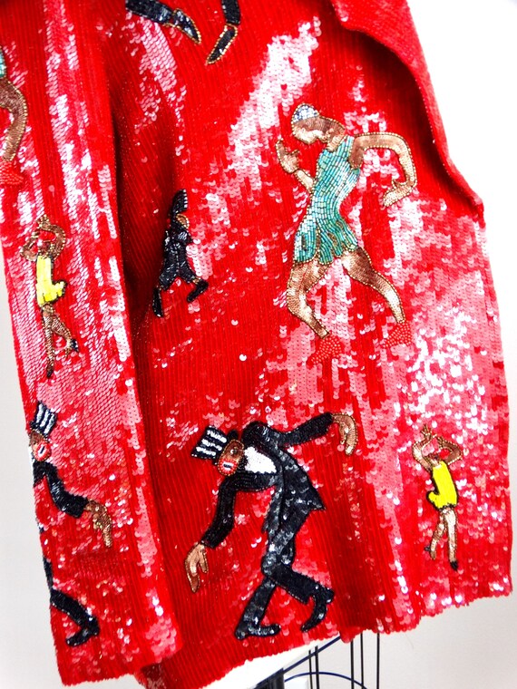 Dancing Scene Sequin Blazer / RARE Pop Art Deco G… - image 6