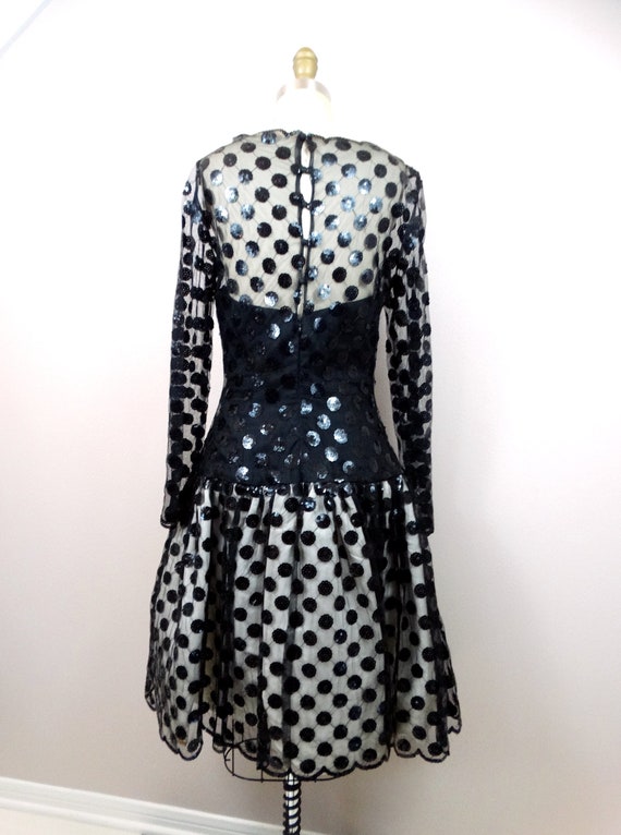 80s Mignon Sequined Party Dress // Sheer Sequin E… - image 6