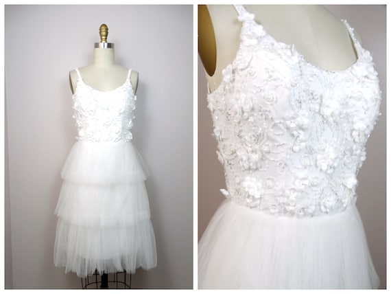 Bridal Couture 3D Floral White Tulle Bridal Dress… - image 5