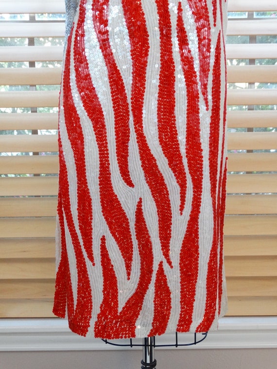 WILD Abstract Art Sequin Dress / RARE Novelty Zeb… - image 3