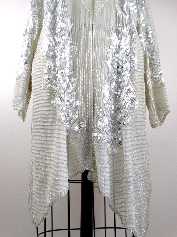 80s Silk Sequined Long Jacket // Jeanette for St.… - image 3