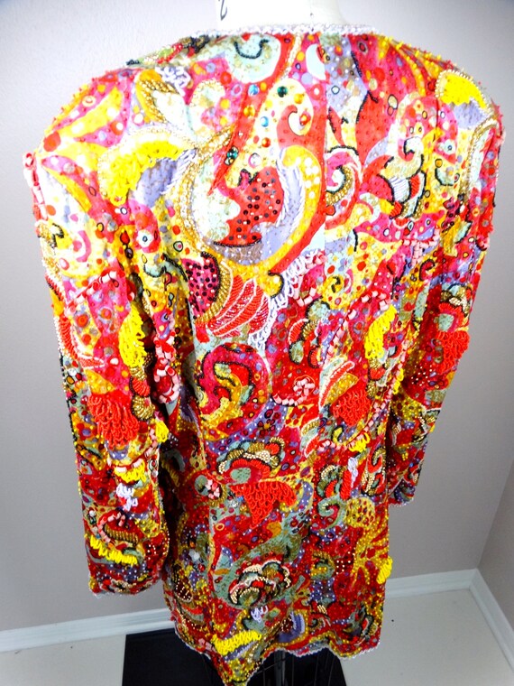 HEAVY Jewel Beaded Jacket // Vintage Couture Heav… - image 9