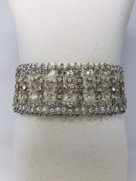 Vintage GLAM Crystal Rhinestone Beaded Bridal Belt