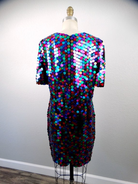 M/L Confetti Sequined Dress // Paillette Sequin R… - image 4