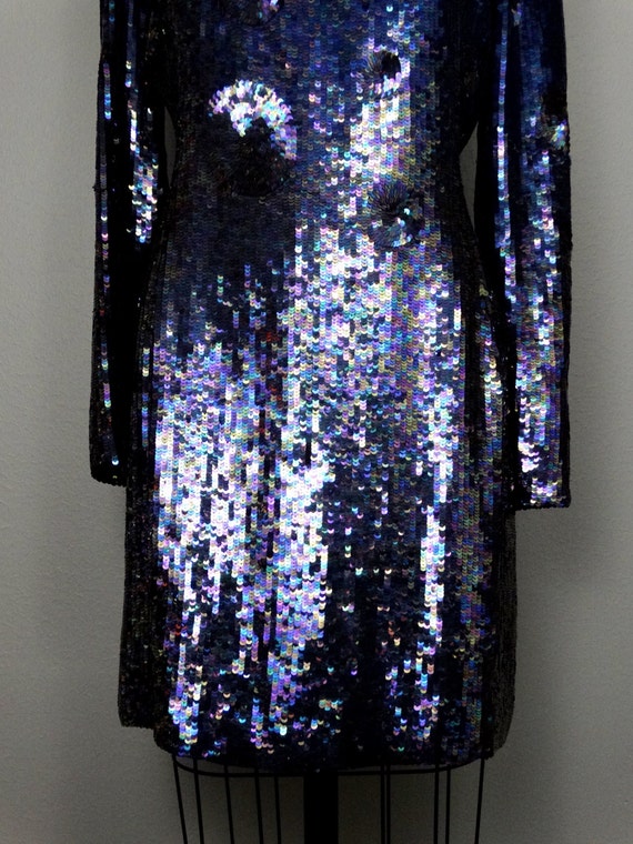 Neil Bieff Sequin Mini Dress // Navy Blue Formal … - image 3
