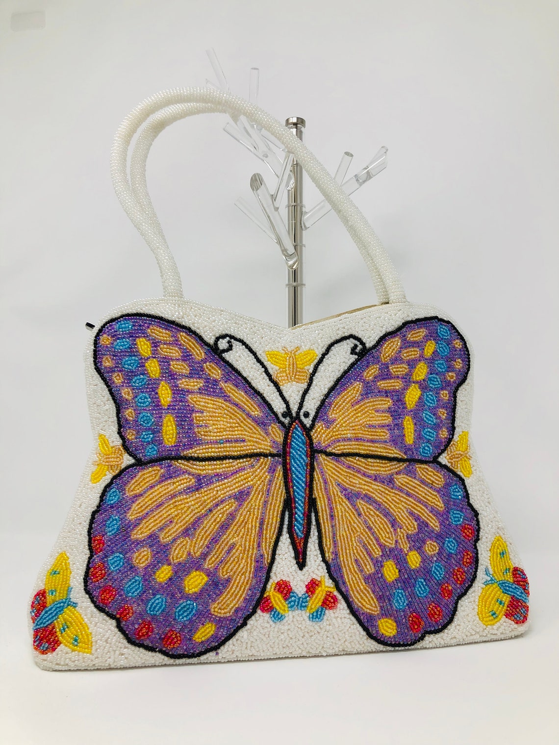 Vintage Retro Beaded Butterfly Purse // Fully Beaded Novelty Etsy